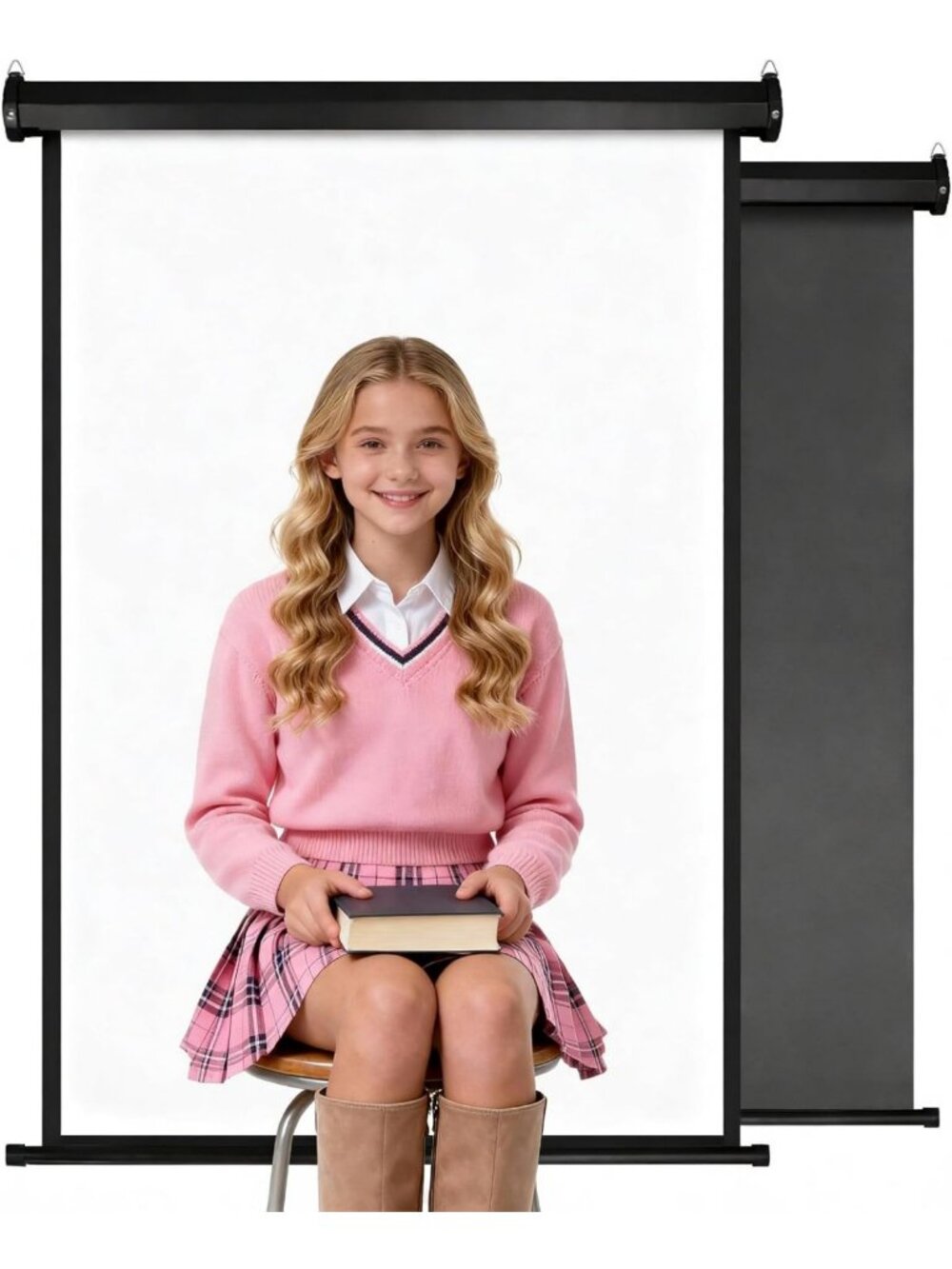 Retractable White Photo Backdrop Screen 36"x56" - Perfect for Photography